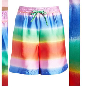 BP Be Proud Lightweight Rainbow Satin Shorts Gender Inclusive Gay Pride Unisex S